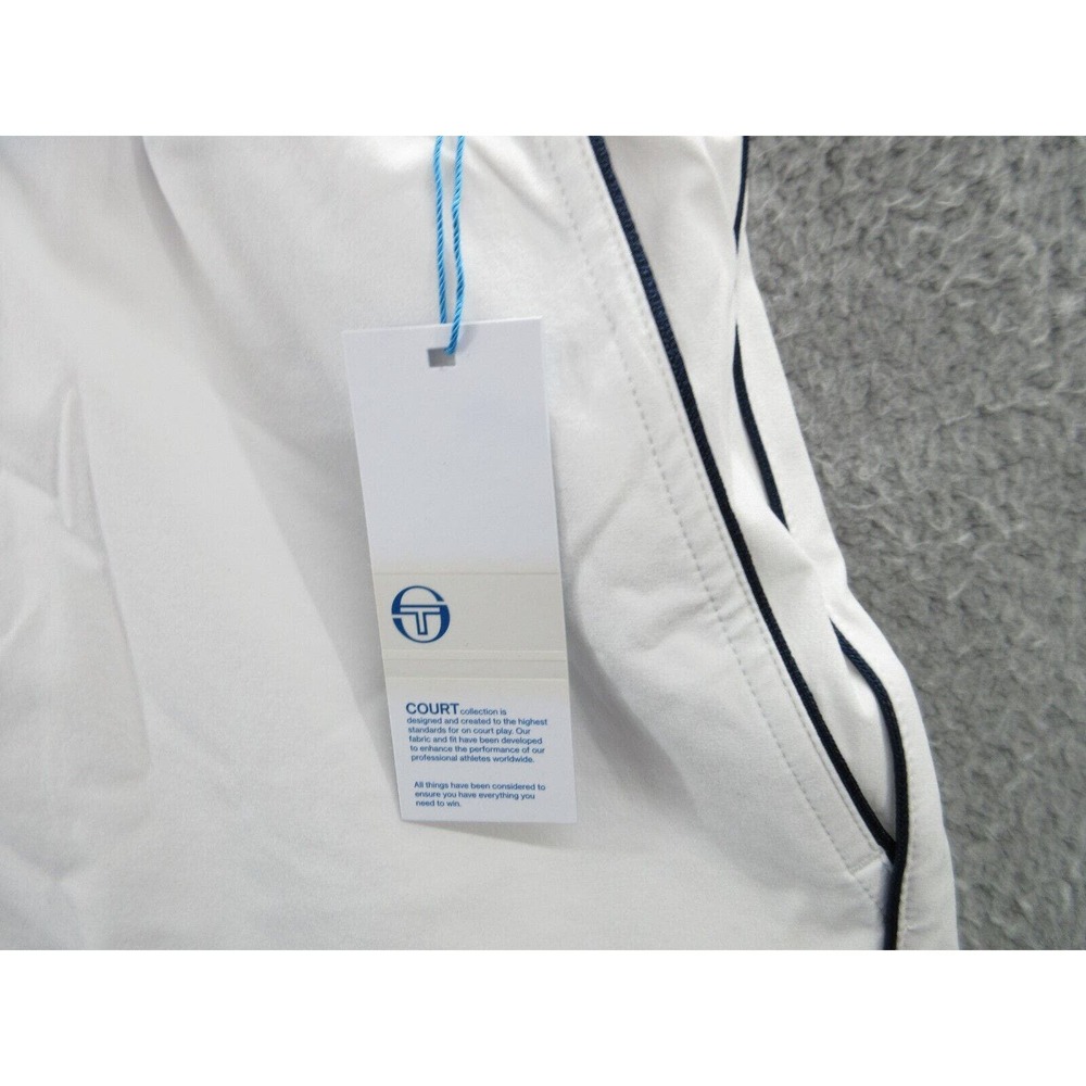 NWOT Sergio Tacchini TCP Shorts Mens Size XXL Mesh Lined WHITE NAVY BLUE Shorts - Picture 4 of 13